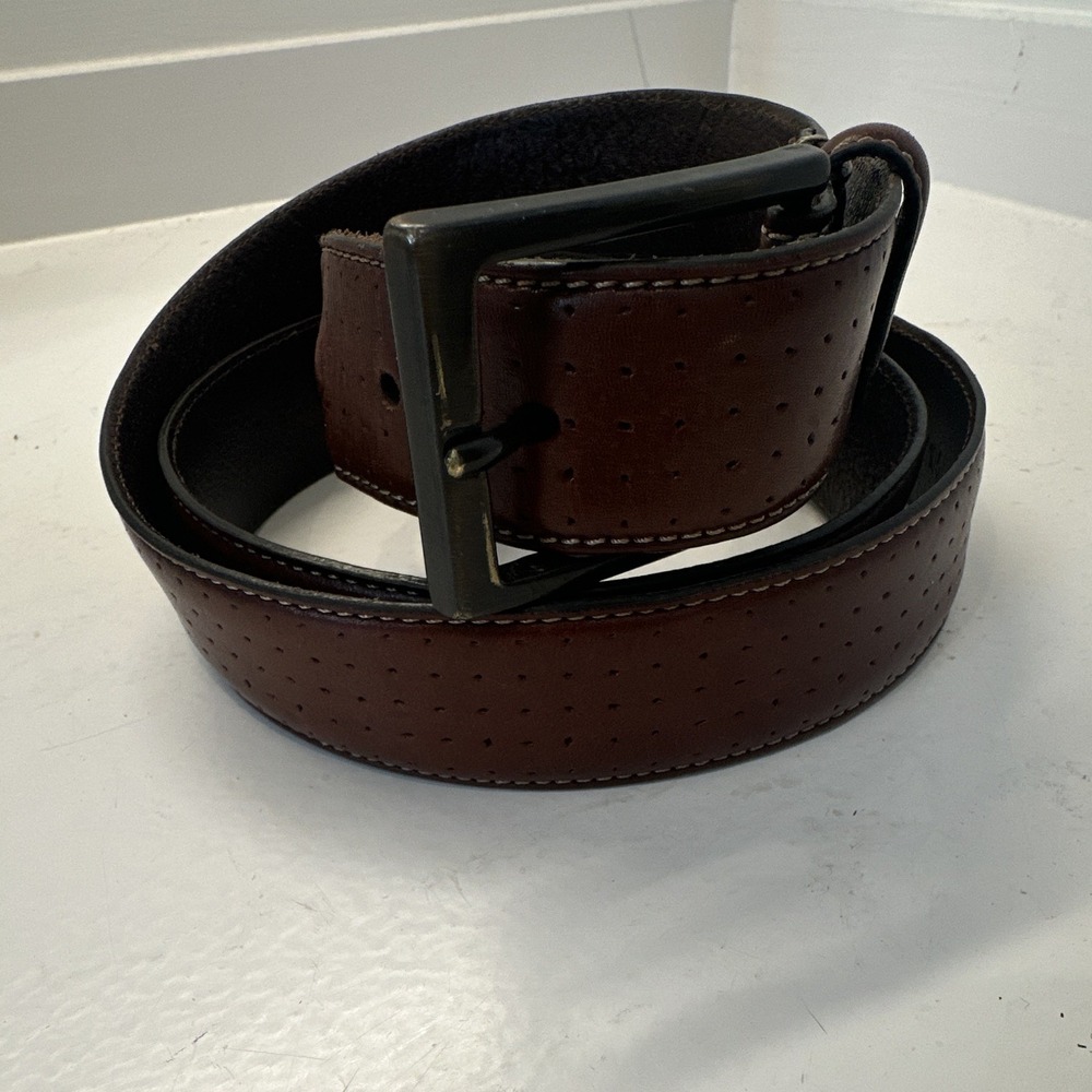 Daniel Cremieux Men's Signature Perforated Hand Burnished Leather Belt - Size 42